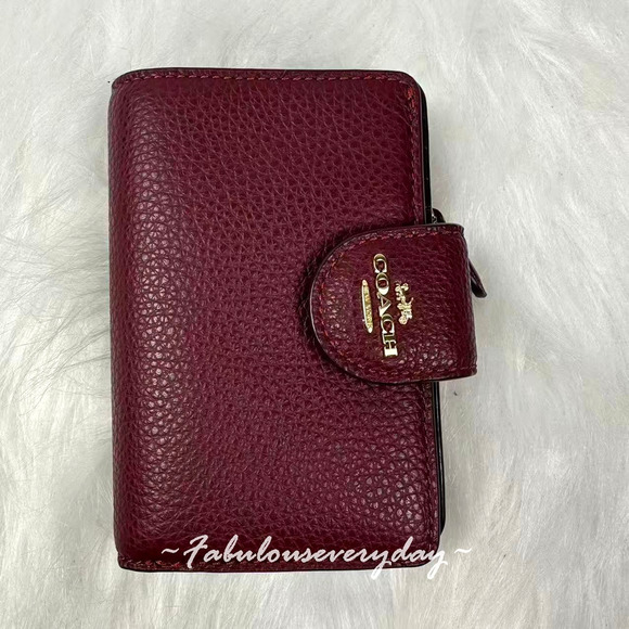 Coach Medium Corner Zip Wallet In Leather/Dark Wine CBO41 NWT - Picture 1 of 6